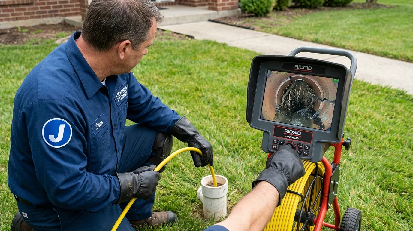 Sewer camera inspection being performed by Johns Plumbing LLC in Ladd