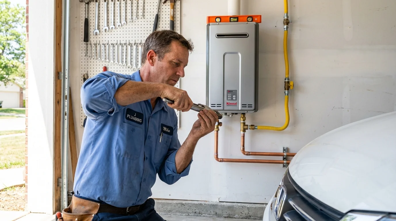 Tankless water heater installation by a Johns Plumbing LLC plumber in Ladd